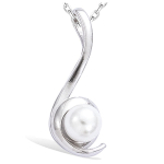 Les Tr&eacute;sors De Lily [H5473] - Pendentif Argent 'Perla' ivoire argent&eacute; (rhodi&eacute;) - 30x10 mm- 6 mm valge
