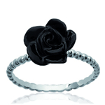 Bague Argent 'Rose Noire' noir argent&eacute; - 11x7 mm 56 must