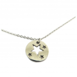 Les Tr&eacute;sors De Lily [P8054] - Collier acier 'Une Etoile est N&eacute;e' argent&eacute; - 11x11 mm h&otilde;be