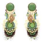 Les Tr&eacute;sors De Lily [Q4970] - Boucles Cr&eacute;ateur 'Acapulco' vert dor&eacute; - 75x30 mm roheline