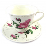 Les Tr&eacute;sors De Lily [N3668] &ndash; tass + alustass 'Rosa Romantica' elevandiluu roosa Heleroosa