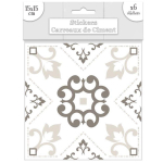 Les Tr&eacute;sors De Lily [Q7340] &ndash; 6 greiži tsementplaatide kleebise komplekt &ndash; 15x15 cm valge