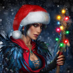 Teemanttikandid Christmas Lady Ristpistes Teemantmaal 30x30CM