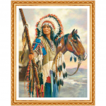 T&auml;is&uuml;mmargune puur 5D isetegemise teemantmaal  Indiaanlased ja hobune  3D tikandikomplekt Ristpistes kaunistus kingitus 20X30CM