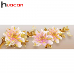 Huacani 3D teemanttikandid ristpistes &uuml;mmargused kivist maalid suurte lilledega 40*100 CM