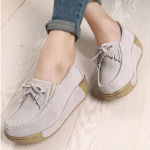 Suvised naiste vabaajajalatsid Seemisnahast Slip-On Flats Platform Loafers 39 beež