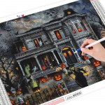 5D-teemantmaalimismaja t&auml;isruudukujuline &uuml;mmargune k&auml;sit&ouml;&ouml; teemanttikandid Halloweeni kivikivikomplekt kodukaunistus Full Round (20X30CM)