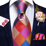 Hi-Tie meeste siidist lips peigmehe pulma&uuml;likond Korsage kaelalips Hanky ​​mansetin&ouml;&ouml;pide komplekt N-0216