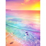 5D DIY Teemanttikandid Maastiku k&auml;sit&ouml;&ouml;komplekt Teemantmaaling Mere&auml;&auml;rne mosaiikkivist kodukaunistuse pilt Full Round 20X30CM punane