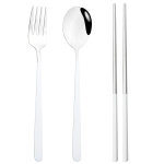 3tk 304roostevabast terasest s&ouml;&ouml;gin&otilde;ud nuga lusikas kahvel s&ouml;&ouml;gipulgad Korea reisipikniku s&ouml;&ouml;giriistad restoran k&ouml;&ouml;k lauan&otilde;ude komplekt valge/h&otilde;be