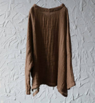 Johnature naiste linased T-s&auml;rgid V-kaelusega pikkade varrukatega Lihtne &uuml;hev&auml;rviline lahtised t-s&auml;rgid Kevadel Mugav pehme vintage T-s&auml;rk One Size kohv