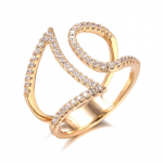 Kinel Fashion Hoop Rose Gold Ring tsirkoonist reguleeritava suurusega s&otilde;rmus Adjustable Size roosa kuldne v&auml;rv