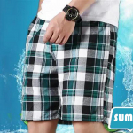 Meeste l&uuml;hikesed p&uuml;ksid vabaaja sportlikud sirged puuvillased suvetriibulised ruudulised l&uuml;hikesed p&uuml;ksid XL