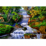 DIY Waterfall 5D Teemantmaal T&auml;isringi puur Maastiku Teemanttikandid Ristpistes Kitid Seinakunst Kodukaunistuse kingitus Full Round 20x30CM