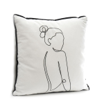 Les Tr&eacute;sors De Lily [A3698] - Must-valge  Arty  sametpadi - 40x40 cm (naise siluett) valge