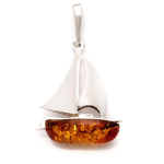 Les Tr&eacute;sors De Lily [R5510] &ndash; k&auml;sit&ouml;&ouml;na valmistatud h&otilde;bedast ripats  Inspiration  merevaik (roodiumiga kaetud) - 22x18mm (paat) pruun