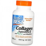 H&uuml;drol&uuml;&uuml;situd I ja III t&uuml;&uuml;pi kollageen, Collagen Types 1 & 3 1000, Doctor's Best 180 tabletti (68327003) 180tab