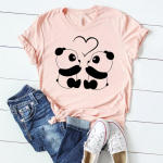 T-s&auml;rk Moodne T-s&auml;rk Casual Sweet Love Panda Kevad l&uuml;hikeste varrukatega Naiste prindiga Summer Lady Naiste Graafiline T-s&auml;rk S
