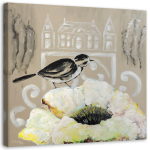 L&otilde;uenditr&uuml;kk Flowers Bird Pastel Beige 30x30 beež
