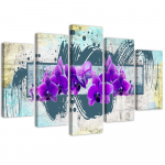 Viieosalise pildiga l&otilde;uendiprint Orchid Purple Flower 100x70 lilla