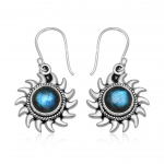 Looduslik labradoriit 8 mm &uuml;mmargune v&auml;&auml;riskivi 925 sterling h&otilde;bedane Boho p&auml;ikesetilga rippuv k&otilde;rvar&otilde;ngas naistele ja t&uuml;drukutele sinine