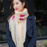 S&uuml;gis ja talv uus korea stiilis sall pikk reisi etnilises stiilis sall naiste tikitud lilleline puuvillane ja linane sall 80-185