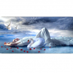 Kaunis maastikumaal Maali Kaunitar ja valge luik Elutuba L&otilde;uendi tr&uuml;kkimine &Otilde;limaal Dekoratiivmaal Veranda 60cm&times;170cm NoFrame