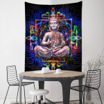 Buddha seinavaip Seinaripp Meditaator Seitse t&scaron;akrat India boheemlaste stiilis mandala Tapiz hipi kodukaunistus 95x70 CM