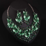 Butterfly teemant kaelakee k&otilde;rvar&otilde;ngakomplekt liialdatud kleit &otilde;htus&ouml;&ouml;k naiste aksessuaarid roheline