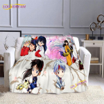 Anime Flanell tekk InuYasha prinditud tekid Hanyou No Yashahime 3D Lastele T&auml;iskasvanute tekk Kodukaunistus Moe Peo Tekk Kingitus 75x90cm