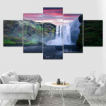 5 paneeli Maastik Island Skogafossi juga P&auml;ikeset&otilde;usu l&otilde;uend Maalimine Plakatid ja v&auml;ljatr&uuml;kid Seinakunstipildid Kodukaunistus Ilma raamita 20x35cm*2 20x45cm*2 20x55cm*1