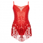 Lastele T&uuml;drukutele Stiilsed Tantsur&otilde;ivad Varrukateta L&auml;ikivad litrid Ladina Tutt Kleit V&otilde;imlemine Trikoed Uisukleidid 13-14 Years punane