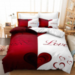 3D Modern Romantic Love Series voodipesukomplekt &auml;sja abiellunud toa tekk ja padjap&uuml;&uuml;r AU240 * 270 Super Size paarituba Pehme kodukaunistus EU King 220x240cm