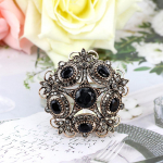 Vintage mustast kristallist pross naistele Antiik-kullav&auml;rvi etniline banketi ehted Hijab-rev&auml;&auml;ride aksessuaarid must