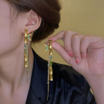 1 paar h&otilde;ben&otilde;elaga keskmist iidse kullaga kristallist bambusest s&otilde;lme tutik&otilde;rvar&otilde;ngad YSX kuld