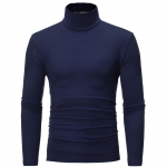Meeste Slim Fit pikkade varrukatega džemprid vabaaja k&otilde;rge kaelusega pulloveriga topsid Lihtsad kilpkonnaga Slim Fit T-s&auml;rgid L tumesinine v&auml;rv