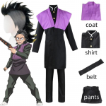 Anime Demon Slayer Shinazugawa Genya Cosplay kost&uuml;&uuml;m Parukas mantliga S&auml;rgi V&ouml;&ouml; P&uuml;ksid Komplektid Kimetsu No Yaiba Halloweeni vormiriietus L-(Costume+Wig)