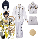 Anime JoJo veider seiklus Kuldne tuul Bruno Buccellati Cosplay valge jope p&uuml;ksid parukas komplekt Halloweeni karnevalikost&uuml;&uuml;mid L