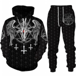 Meeste kevad-s&uuml;gis pikkade varrukatega dressip&uuml;kste komplekt N&auml;gus 3D-prindiga mood Trend must kapuutsiga p&uuml;ksid, kaheosaline suurus S-6XL XL