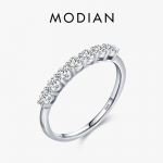 Modian Luxury 925 Sterling Silver Simple 5A Tsirkooniumpimestav Cassic Finger Ring Naistele Pulmapaela Statement Ehted 5 h&otilde;be