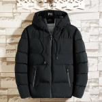 Fashion Parkas Meeste paks s&uuml;gistalvine mantel puuvillane meeste vabaaja jope, soe pikk 2023. aasta uus klassikaline tuulekindel &auml;rimantel S must