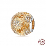 Uued 925 Sterling H&otilde;bedast moodsad kuldsed p&auml;evalilled, s&uuml;damlikud helmed, DIY ehted roosa