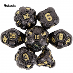 7 tk musta hammasrattaga metallist t&auml;ringut t&auml;ismetallist mitmetahuline t&auml;ringukomplekt, mis sobib rollim&auml;nguks RPG lauam&auml;ngu kaardim&auml;nguks must