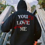 Uus Y2K T-s&auml;rk Letter Minus Two Hip-hop tr&uuml;kitud kapuutsiga ja taskutega M