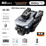 Uus K6 Max drooni kolme kaameraga 4K professionaalne HD neljasuunaline takistuste v&auml;ltimine optilise voolu positsioneerimisega h&otilde;ljuv &otilde;hudroon Battery x 1 must