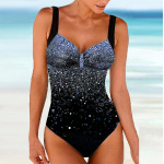 Naiste p&auml;itsetega Shining Star Sequins Print Bikini Tankini ujumistrikoo S sinine