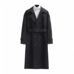 Meeste Trench-mantel kevad-s&uuml;gisene pika kaherealise rev&auml;&auml;riga tuulejope v&ouml;&ouml;ga Inglismaa stiilis M-6XL 4XL must