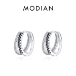 MODIAN 925 Sterling Silver Line Lihtne mustvalge tsirkooniumoksiid Trendikas r&otilde;ngask&otilde;rvar&otilde;ngad Klassikalised &uuml;mmargused k&otilde;rvaklapid naistele Ehted h&otilde;be