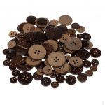 100 Pcs Mixed size Brown Coconut Buttons 4 Hole for Handmade Clothes Decor