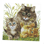N&auml;put&ouml;&ouml; K&auml;sit&ouml;&ouml; Templi&otilde;mblus Eeltr&uuml;kitud kassimustriga DIY kingitused - 14CT 34x34cm